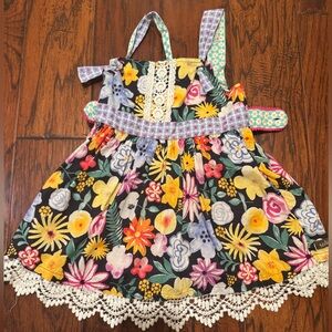 Matilda Jane kids floral halter top with lace trim